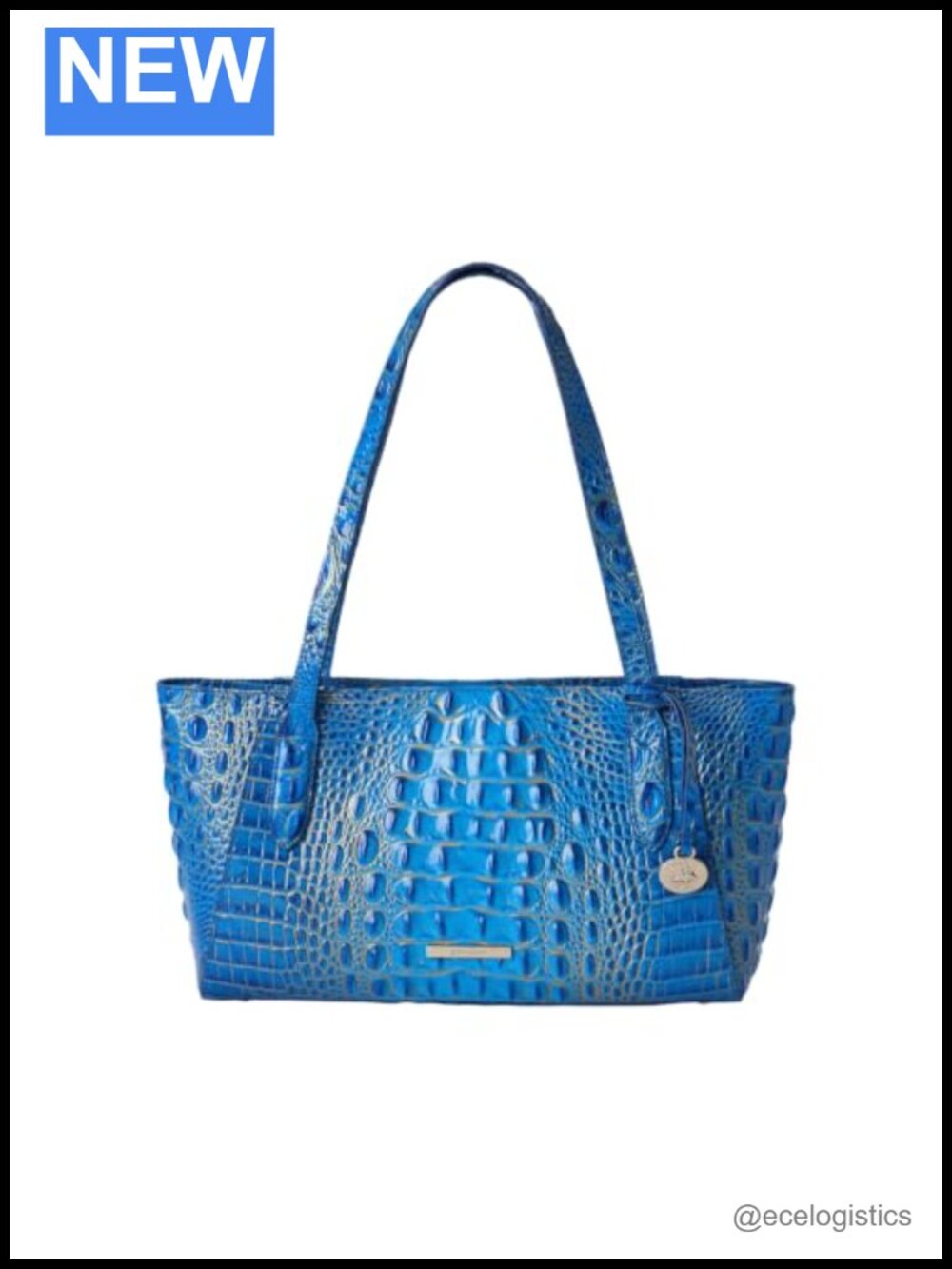 Leather Tote Bag Zip Top 10" Drop Handles Interior Pockets